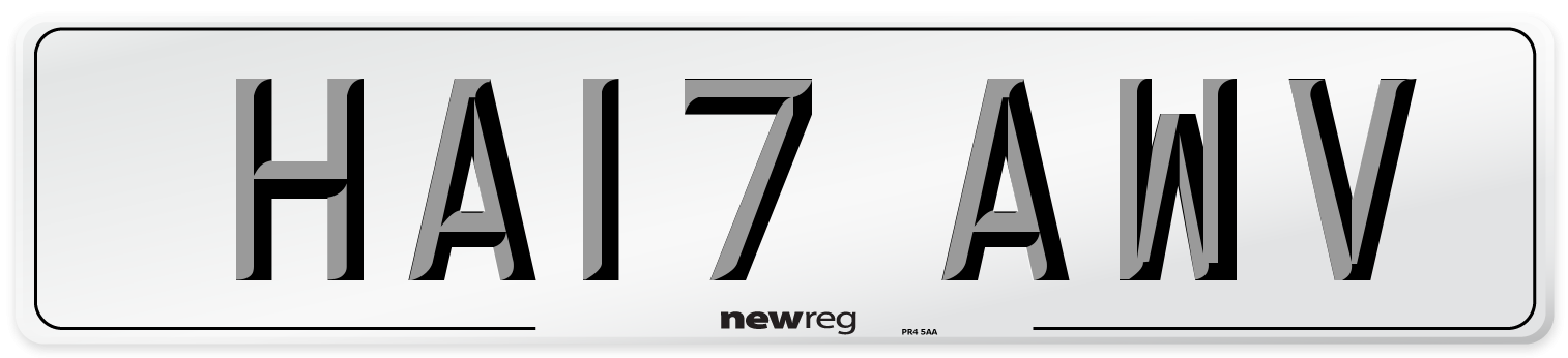 HA17 AWV Number Plate from New Reg